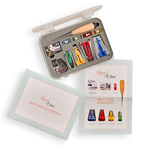 Love Sew Bias Tape Maker Kit Adjustable Binding Kit Finish Raw Edges All 5 Sizes 6MM 9MM 12MM 18MM 25MM
