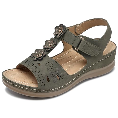 Image of SHIBEVER Dressy Wedge Women Sandals: Comfortable Arch Support Summer Sandal