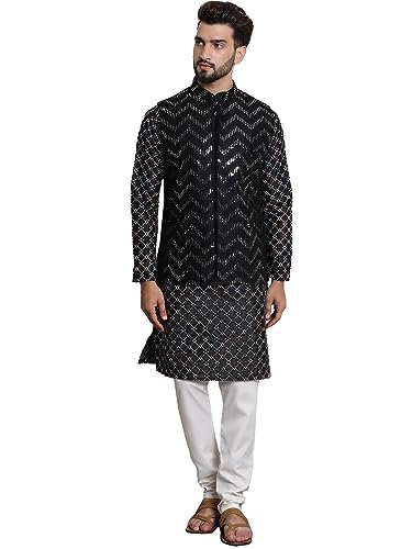 Image of SOJANYA (Since 1958 Men's Silk Blend Kurta and Pyjama with Nehru Jacket