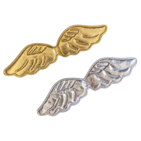 Genique Gold Silver Angel Wings for Handcraft Parts Decorative Parts Polyester 4.3inch 2P Cover