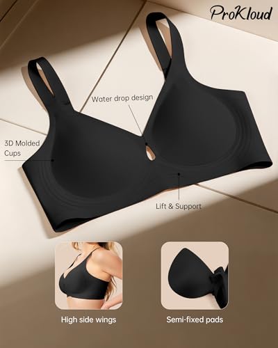 Image of ProKloud Bras for Women No Underwire Wireless Jelly Bras Full Coverage Seamless Push Up Bralettes Support Tshirt Bra