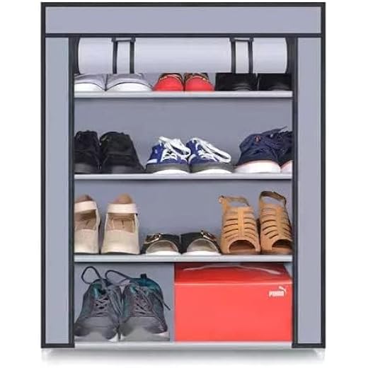EASY BUY Shoe Rack with Zip Door Cover 4 Shelves