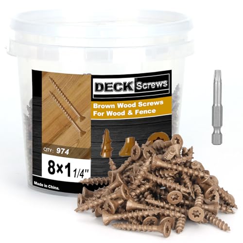 Image of Deck Screws #8 x 1-1 /4'', T25 Star Torx Drive Flat Head Wood Screws, Brown, 5lb