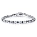 Caperci White Gold Plated Created Blue Sapphire and Cubic Zirconia Diamond Tennis Bracelet, 7.25"
