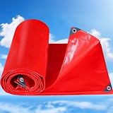 Telone impermeabile 500 g/m², resistente ai raggi UV, con occhielli antiruggine, multiuso, per campeggio, esterni, tetto (rosso, C, 2 x 6 m)