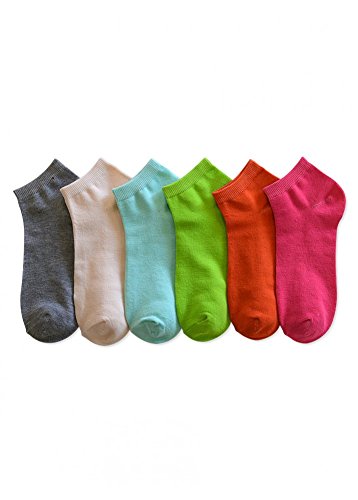 Image of ToBeInStyle Pack of 6 Printed & Solid Low Cut Ankle Socks - Kid's & Adults