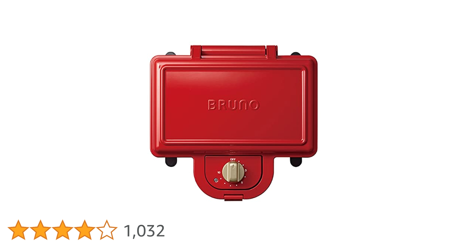 超美品✴︎BRUNO ホットサンドメーカー BOE044-RD レッド BRUNO 公式 ブルーノ ホットサンド メーカー ダブル BOE044