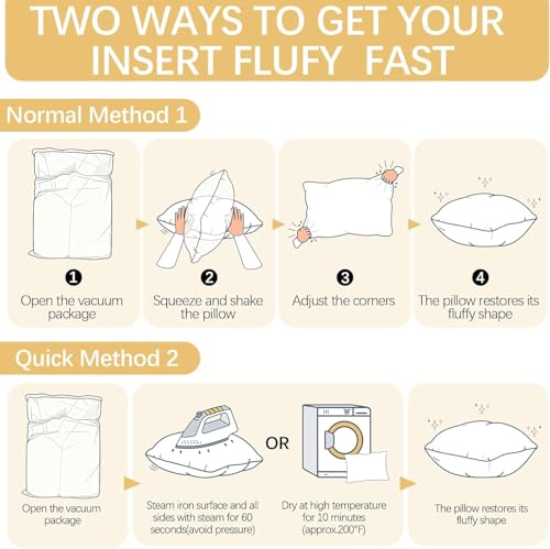 OKBA Throw Pillows Insert Set of 2, with 100% Cotton Cover, Bed and Couch - Indoor Hotel Decorative Pillows, 28x28 in White Pillows Inserts by OKBA - Used condition - Image 3