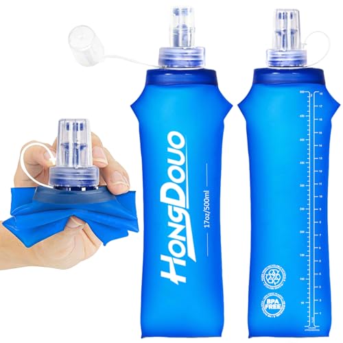 Hongdouo 2PCS Running Vest Soft Flask, BPA-Free Soft Flasks 17oz/500ml TPU Collapsible Water Bottle...