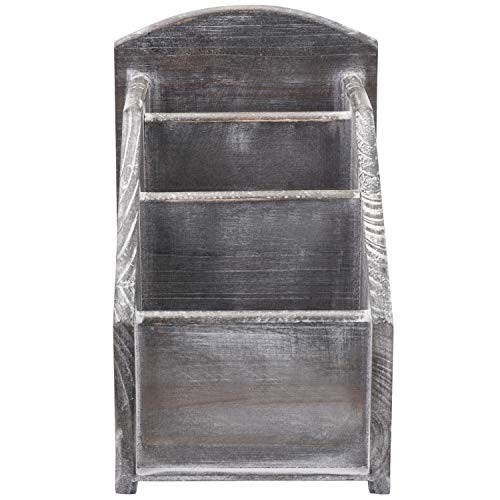 MyGift Rustic Graywashed Wood Remote Control Holder Caddy with 3 Compartments, Living Room Media Storage Organizer, Multipurpose Desktop Supplies Storage Box - Image 6