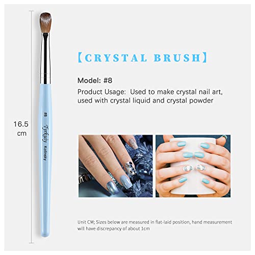 Golden Maple Acrylic Nail Brush 100% Pure Kolinsky Hair Size 8,Oval Crimped Pressed Shaped Acrylic Nail Brushes,Blue Wood Handle Acrylic Powder Brush Set Professional Manicure For Diy Home Salon #TOP1