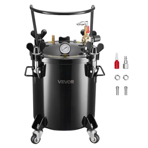 VEVOR Heavy Duty Steel Pressure Pot 5.3 Gal/20 L Heavy Duty Steel Air Tool Pressure Pot Pressures Pots with Three Quick-Connect Couplers for Home Use DIY Art Creations Large-Diameter Tank