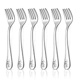 HaWare 6 Pcs Stainless Steel Toddler Forks Set, Small Children Safe Utensils for Kids’ Self Feeding, Animal Edge& Round Fork Tines, Dishwasher Safe