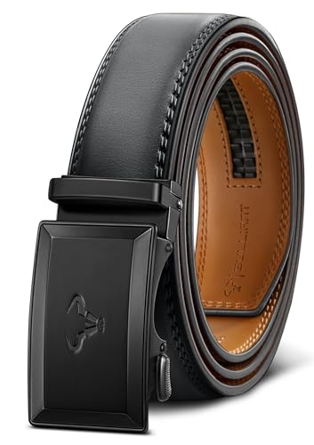 Image of BULLIANT Ratchet Trimmable Leather Belt for Men Adjustable 1 3 /8-Gift Boxed | Smooth Sliding | Micro Adjustable Fit | Tailored Size | Holeless Understated Elegance