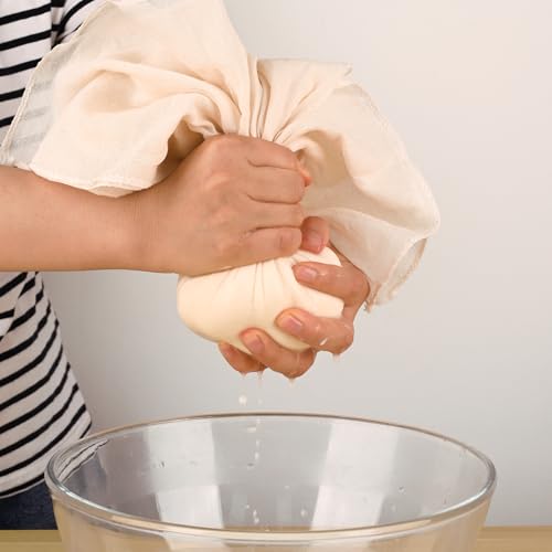 Image of WMKGG 9 PCS Cheese Cloths, Grade 100, 20x20 Inch Cotton Cheesecloth with Hemmed 4 Edges, Reusable Unbleached Fine Mesh Cheesecloth for Straining, Cooking, Juicing, Cheese Making, Baking, Yogurt