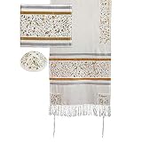 Yair Emanuel Raw Silk Tallit Set Embroidered Matriarchs - Gold and Silver 16'' x 70''