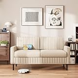 Fameill 65' Loveseat, Comfy Mid Century Modern Sofa with Deep Seat Soft Cushion, USB & Type-C Charging Port, Upholstered Small Couch for Bedroom, Living Room, Beige
