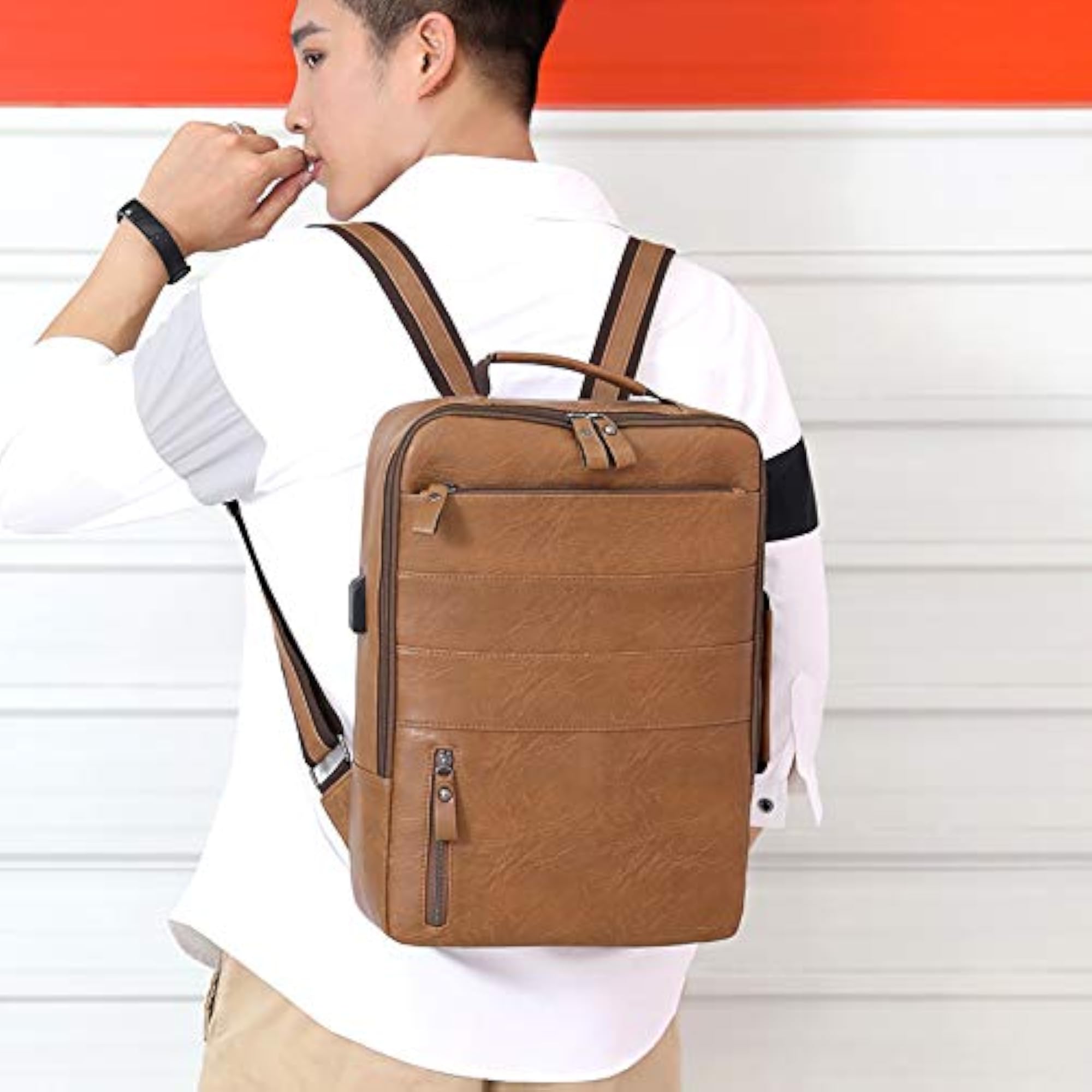 Men's PU Fashion Travel Backpack