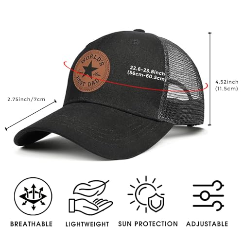 Worlds Best Dad Ever Hat Fathers Day Birthday Gifts for Husaband Dad Papa from Daughter Son Black Trucker Hat — view 4