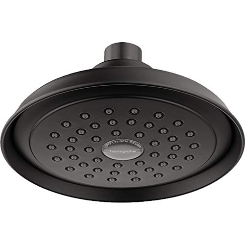hansgrohe Joleena 6-inch Showerhead Transitional 1-Spray Full with QuickClean in Matte Black, 04780670