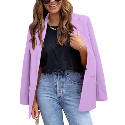 YUNCLOS Womens Casual Suit Blazer 1 Button Long Sleeve Notched Lapel Open Front Jacket for Work Office2