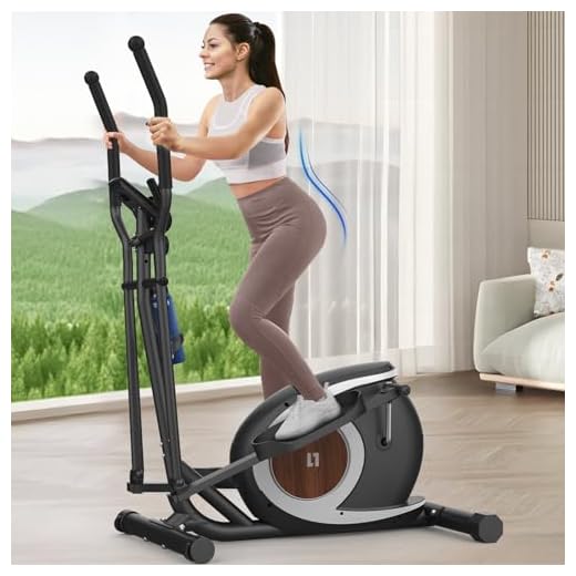 Crosstrainer für Zuhause, Magnetische Ellipsenmaschine mit Smart Bluetooth APP, 16 Widerstandsstufen, LCD-Monitor, rutschfeste Pedale, Flaschenhalter, Home Fitness Übung Elliptical Stepper (Schwarz)
