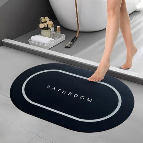 Image of CANWAY 1 Pieces 3.5mm Rubber Bath Mat (40x60 cm, Black) | Anti-Skid Non-Slip Bathroom Floor Mat | Quick Dry Super Absorbent Soft Door Mat for Home & Shower