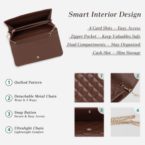 Image of U+U Small Crossbody Bags for Women, Cell Phone Purse Mini Clutch Bag with Removable Chain, Card Slots - Lightweight Purse