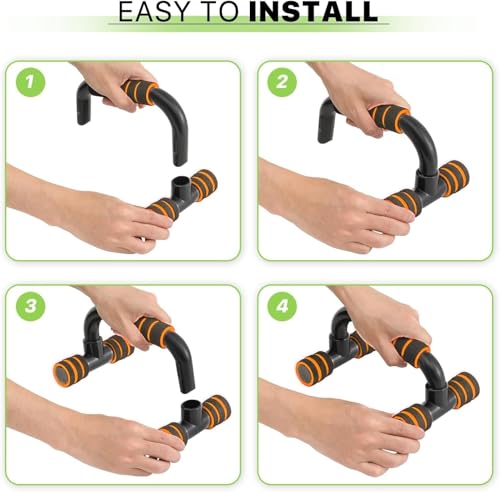 Image of Push Up Bars Gym Exercise Equipment Fitness 1 Pair Push Up Handles with Padded Foam Handle and Non-Slip Stable Structure for Men and Women (Orange)