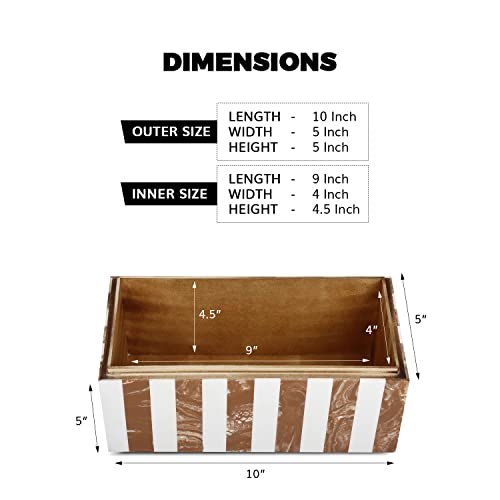 Image of Handicrafts Home Chevron Collection, Storage Organizer Decorative Box Multipurpose Gift - Chevron Brown 10x5x5 inch
