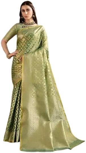 BFM Women's Banarasi Woven Design Saree With Unstitched Blouse Piece Traditional Ethnic Wear