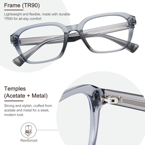 Image of Dollger Blue Light Glasses Men Vintage Thick-Framed Rectangle Non-Prescription, For Computer,Gaming, Phone Use