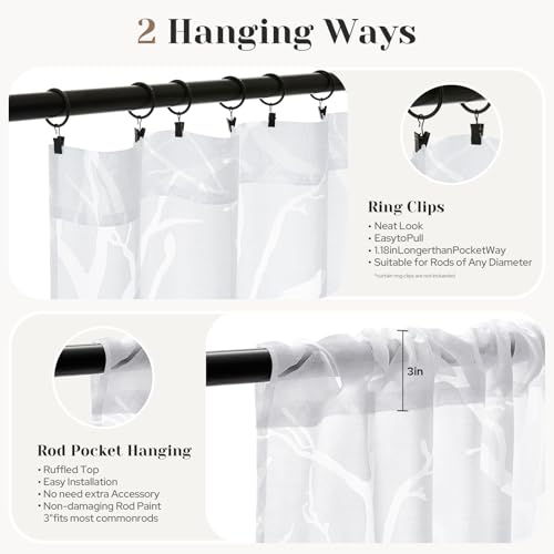 HOMEIDEAS White Semi Sheer Curtains 84 Inches Long,Birds on Branch,2 Panels by HOMEIDEAS - Used condition - Image 8