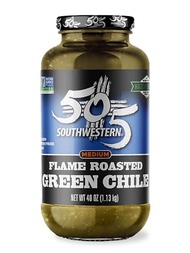 505 Southwestern Medium Flame Roasted Hatch Valley Green Chiles, 40 Oz Jar – Gluten-Free, Non-Gmo, All-Natural, Authentic New Mexico Flavor, Perfect For Tacos, Enchiladas, Soups, Stews, And Dips