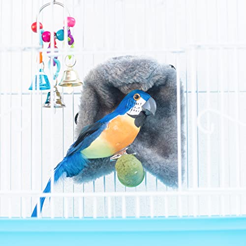 Image of Bird Blanket Cozy Warm Plush Cuddle Nest Hanging Toy Fleece Sunggle Hut House Bed Hammock Shelter for Parakeet Cockatiel Grey Toy for Bird Cage Comfort Corner Large Medium Small (Large)
