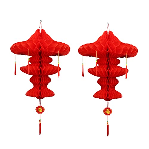 WYDA 2 Piezas de linternas Rojas de Papel, linternas Colgantes de Linterna de Papel para el Festival de Primavera Chino, celebración, decoración Festiva del Festival de la Linterna