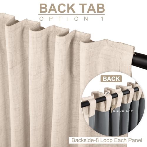 Image of 100% Blackout Shield Linen Blackout Curtains for Bedroom 72 Inches Long, Back Tab /Rod Pocket Living Room Drapes, Thermal Insulated Blackout Curtains 2 Panels Set, 50 inch W x 72 inch L, Beach Sand