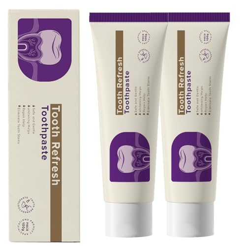 Tooth Refresh Toothpaste Fresh Breath Whitening Toothpaste Natural Oral Care & Enamel Repair Helps Remove Coffee Tea & Wine Stains Fresh Minty Gel 2-Pack