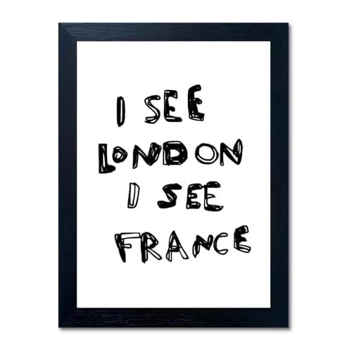 Jakayla Funny Bathroom Wall Art &ndash; &ldquo;I See London I See France&rdquo; Quote Print &ndash; 8x10 Inch Black...