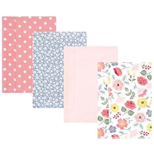 Image of Hudson Baby Unisex Baby Cotton Poly Flannel Burp Cloths, Modern Botanical 4 Pack, One Size