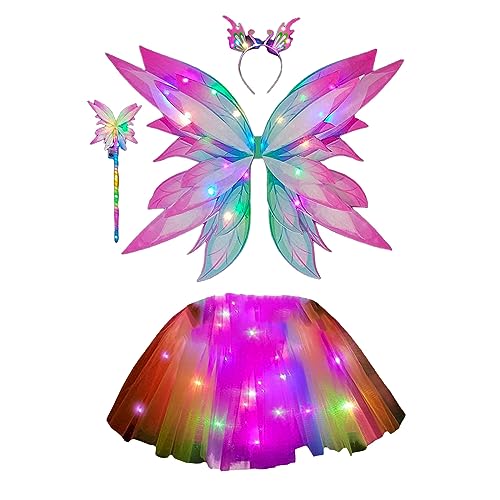 Disfraz de hada para niñas con falda tul y alas mariposa
