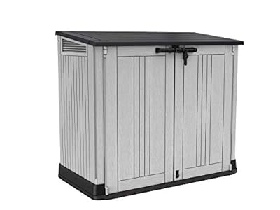 Keter Store It Out Nova Outdoor Garden Furniture Storage Shed Light Grey with Dark Grey Lid | Fade Free | All Weather Resistant | Safe and Secure | Zero Maintenance | 5 Year Warranty