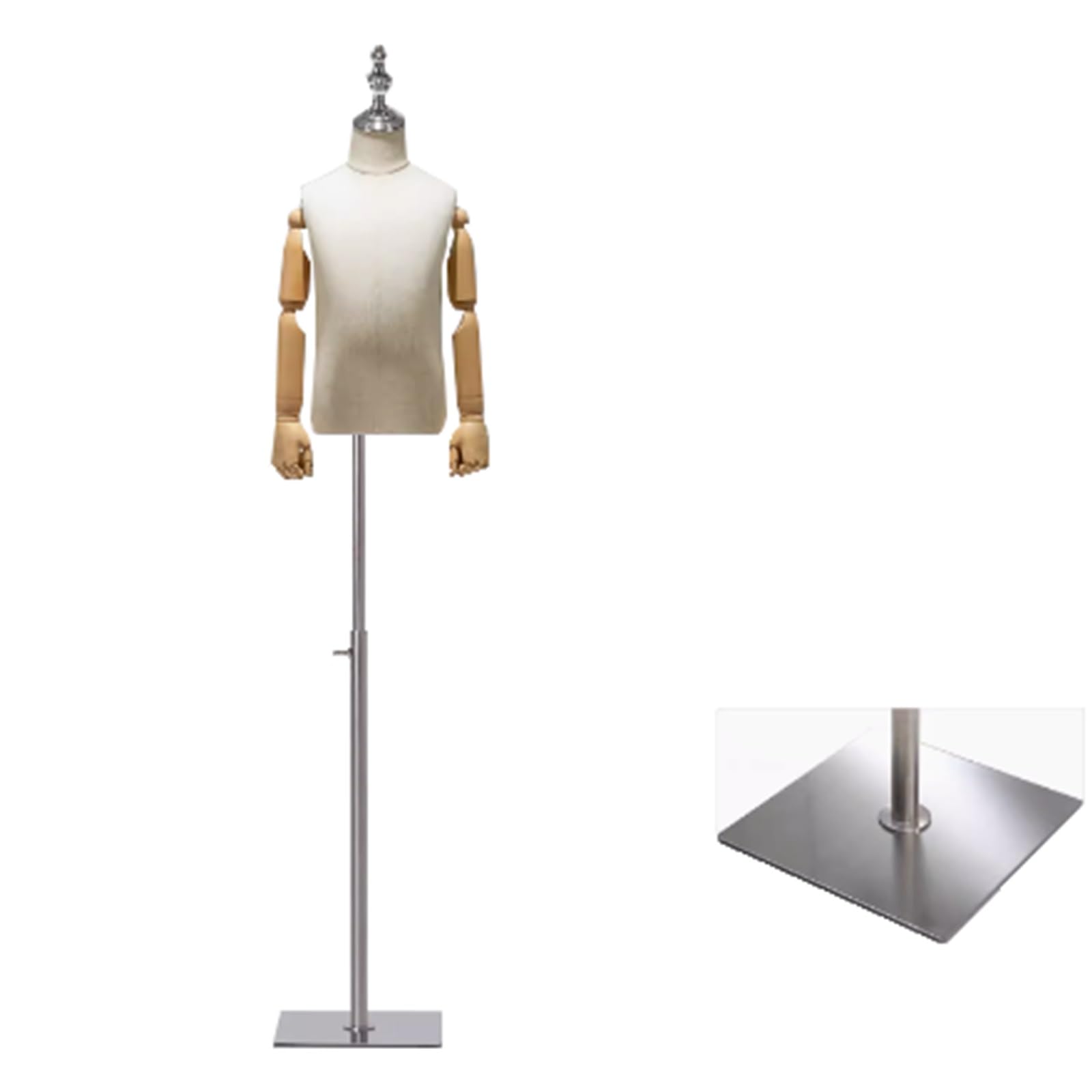 Maniquí Infantil De Sastre, Modelo De Maniquí De Sastre, Altura Ajustable, Brazo De Madera Maciza, Accesorios De Modelo, Tienda De Ropa Infantil, Fotografía De Moda, Base Cuadrada Plateada, B, 4 Años