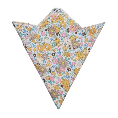 Image of YourTies Cotton Floral Tie for Men 2.5 inch Printed Skinny Necktie Pocket Square Tie Clip Set Flower Wedding Party Groom