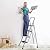 Smartxchoices 4 Step Ladder Folding Step Stool with Handgrip Wide Anti-Slip Platform, Lightweight Steel Ladder,330 lbs Load Capacity, Portable Steel Step Stool for Home Kitchen Shop, Gray