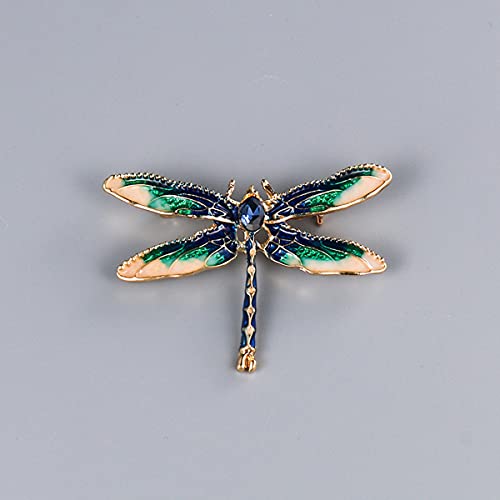 Owl Hummingbird Butterfly Dragonfly Peacock Frog Bee Zoo World Kingdom Crystal Brooch Pin for Women Girls Overcoat Sweater Decoration Jewelry-E Dragonfly2