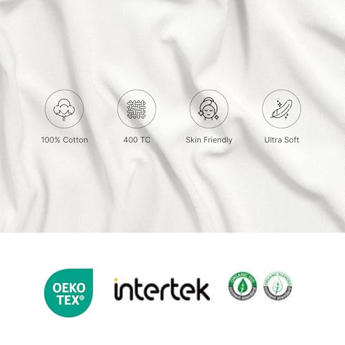 Image of LANE LINEN 400TC Super King Size Bedsheet with 2 Pillow Cases | 100% Cotton 3 Pc Bedding Set (2.74 M x 2.74 M) | Breathable & Wrinkle-Free | Sustainable & Eco Friendly Bedding Set (White)