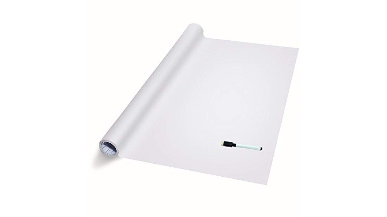 Anirdesh Chalkboard Vinyl Removable Wall Sticker for Home, School, Colleges, Study Room or Children Room for Drawing & Writing (Size-45x200cm) (White)