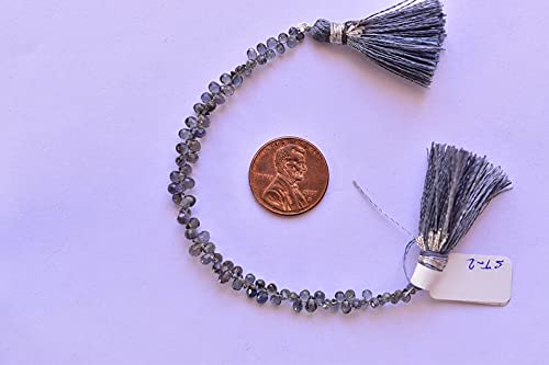 Antique Creation 8 Inch (String 1) Teal Sapphire 45X3-3X25mm Pear Shape Faceted Beads for Jewellery Making, Beading & Craft Supplies (Brey) | AC_BRIB-4722