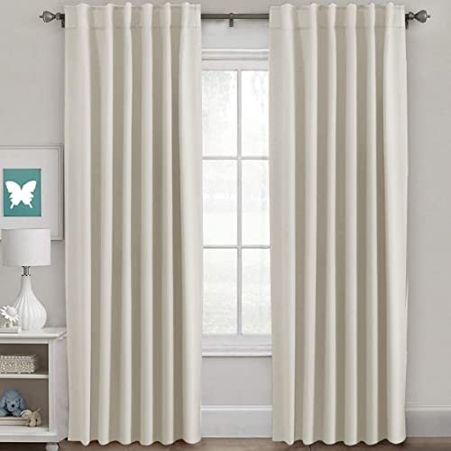 Image of H.VERSAILTEX Light Reducing Curtains Thermal Insulated Window Treatment Panels Room Darkening Privacy Assured Drapes for Living Room Back Tab /Rod Pocket Bedroom Drapes 2 Panels, Ivory - 52 x 96 Inch